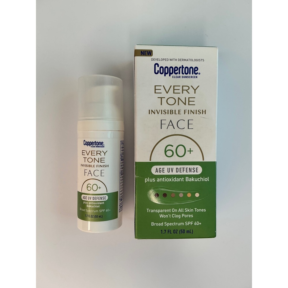 Coppertone Every Tone Invisible Finish Face Sunscreen SPF 60+ Bakuchiol 1.7oz